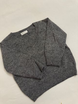Maglioncino bimbo grigio in lana “Il gufo”