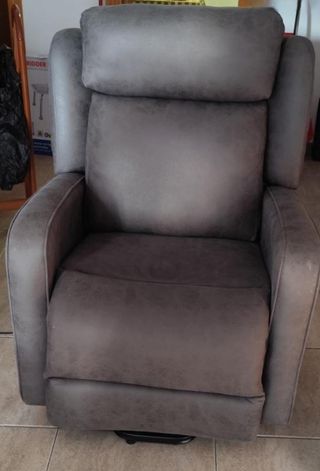 2 Sillones reclinables gris oscuro- Piel sintética