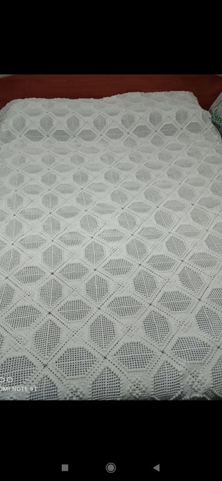 Colcha crochet algodón blanco matrimonio