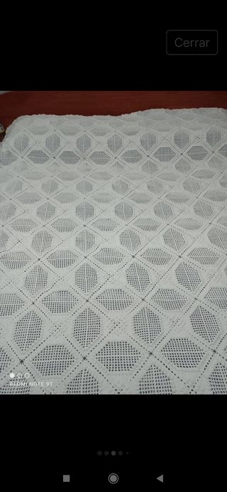 Colcha crochet algodón blanco matrimonio