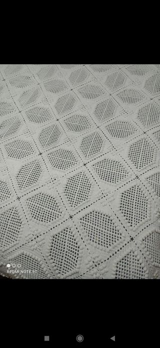 Colcha crochet algodón blanco matrimonio