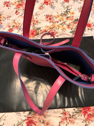 Bolso bandolera rosa y azul