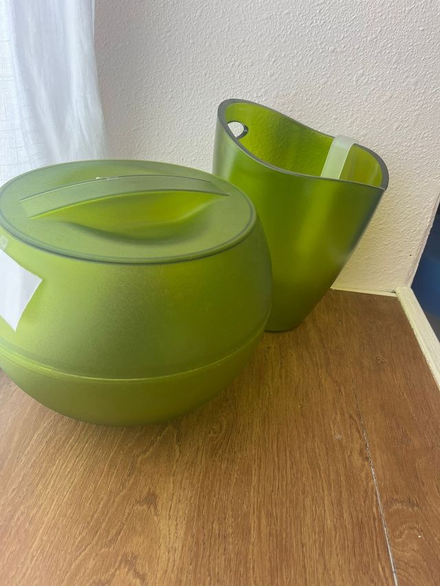 Cubitera y cubo champán verde oliva