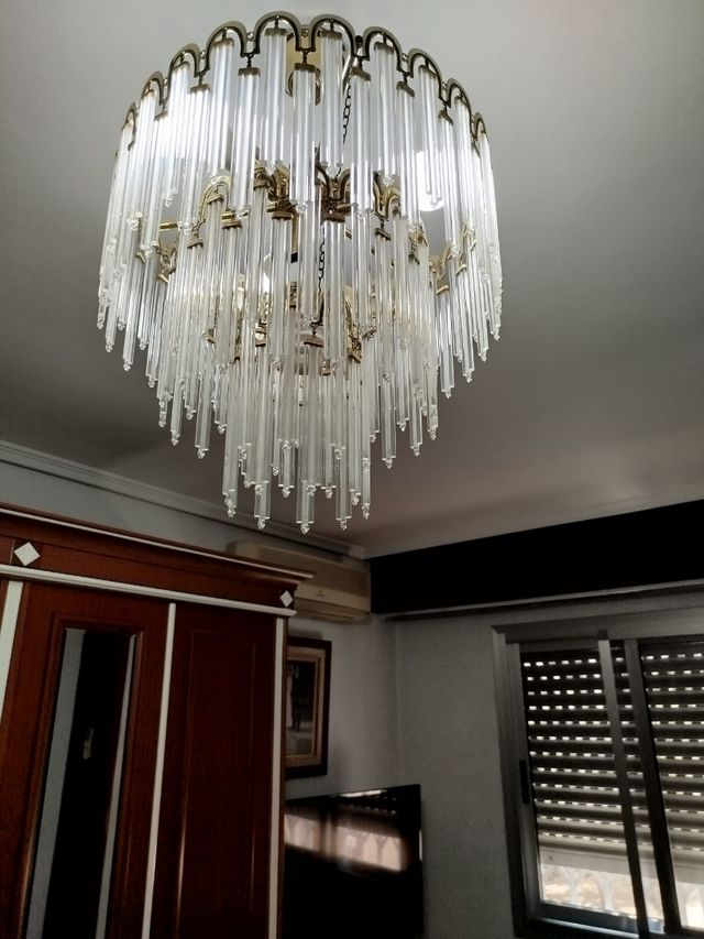 Lámpara salón cristal - dorada