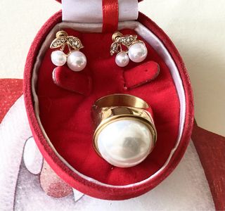 Conjunto Joyas Perla: Pendientes y Anillo