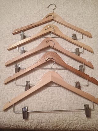 5 Perchas madera+metal
