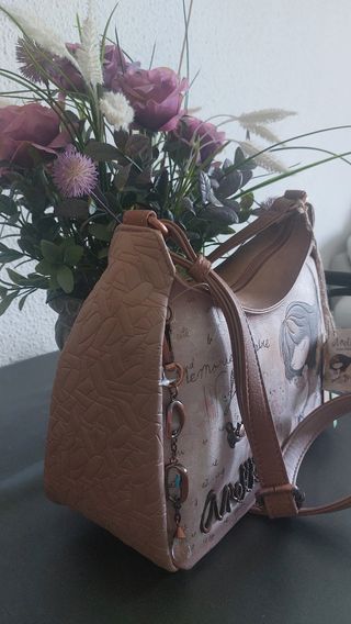 Bolso Anekke beige y rosa