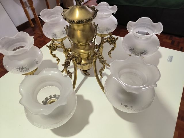 Lampara techo dorada 5 luces