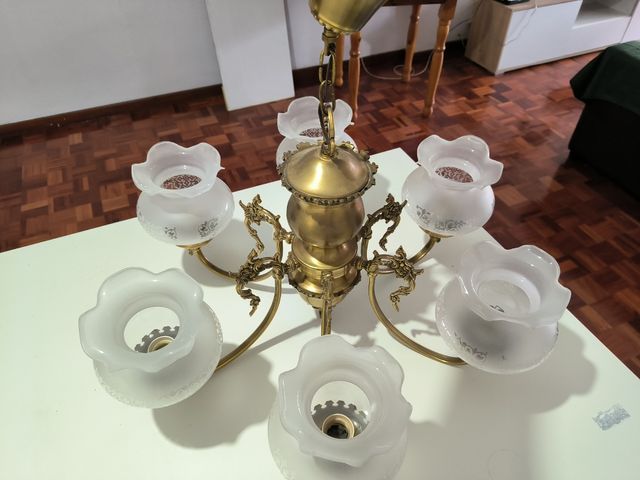 Lampara techo dorada 5 luces