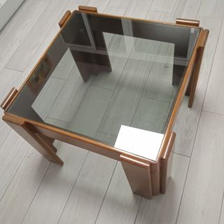 Mesa centro madera cristal
