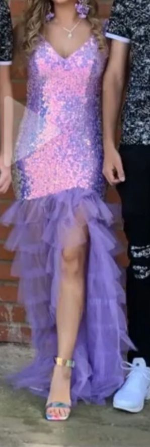 Vestido lentejuelas morado-rosa