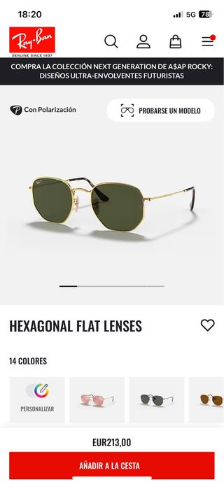 Ray-Ban Hexagonal: Gafas doradas