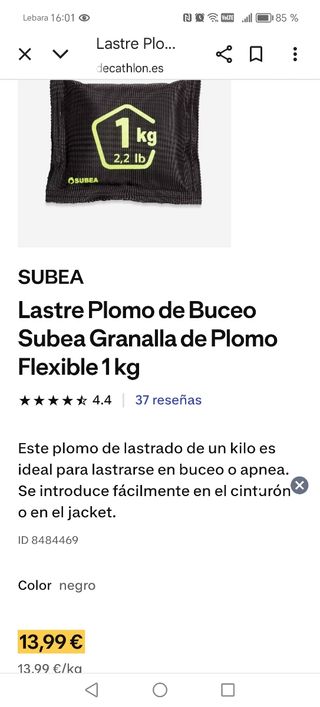  Pesas 1 kg Submarinismo 8 e cada una. 
