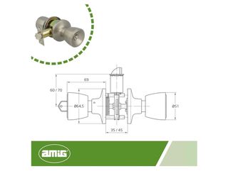 Pomo puerta Amig: Acero satinado