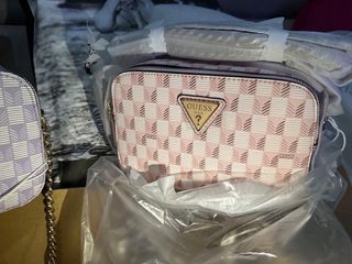 2 bolsos Guess - rosa y lila originales y cartera
