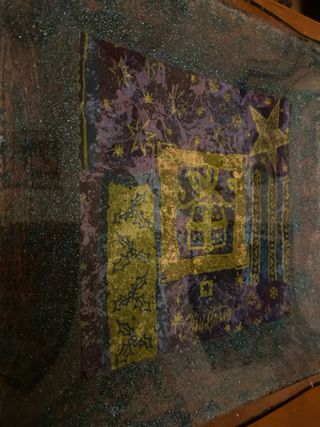 Plato decorativo Navidad purpura-dorado
