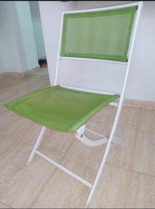Silla plegable jardín - verde y blanca