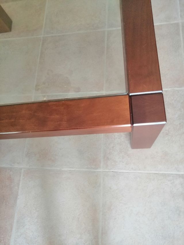 Mesa centro madera cristal