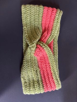 Bandana Diadema tejida a mano - Verde y Naranja