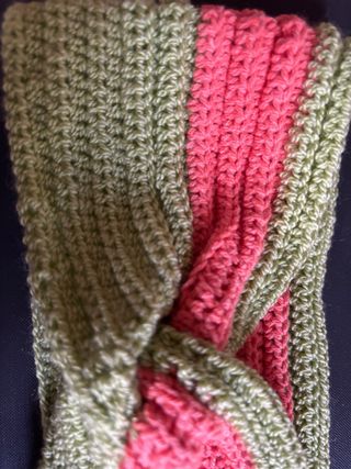 Bandana Diadema tejida a mano - Verde y Naranja