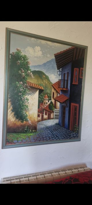 Cuadro óleo pueblo