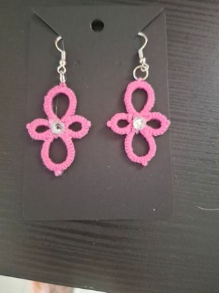 Pendientes ganchillo rosa