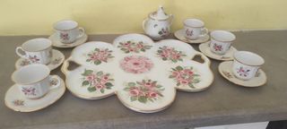 Servizio caffè porcellana rosa