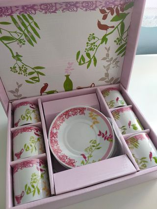 Juego Cafeteras 6 tazas porcelana