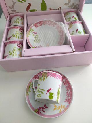 Juego Cafeteras 6 tazas porcelana