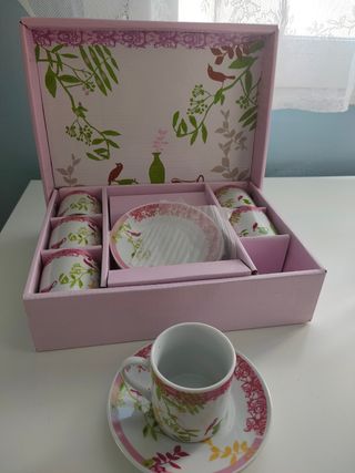 Juego Cafeteras 6 tazas porcelana