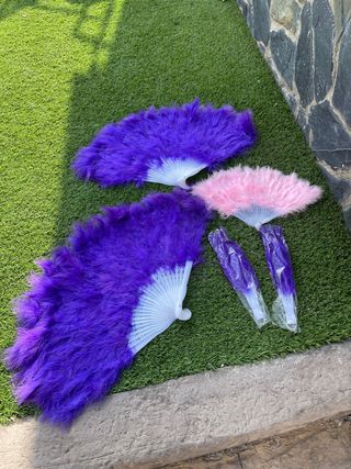 Abanicos plumas - Rosa y Violeta