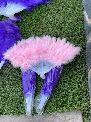 Abanicos plumas - Rosa y Violeta