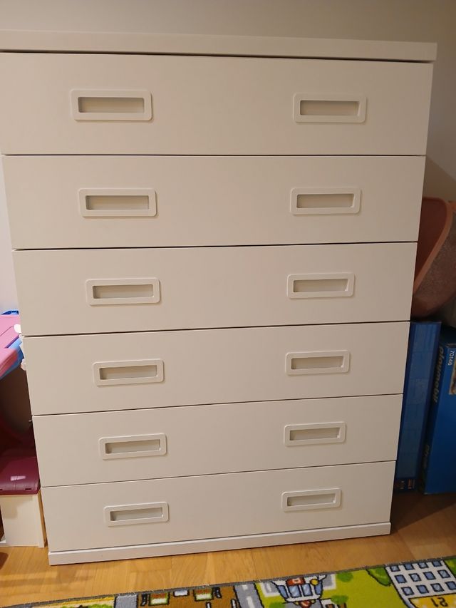 Cama nido 90 cm, 1 colchón y cómoda 