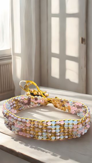 Collana choker cristalli rosa lilla