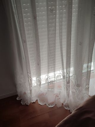 Cortina encaje vintage blanco