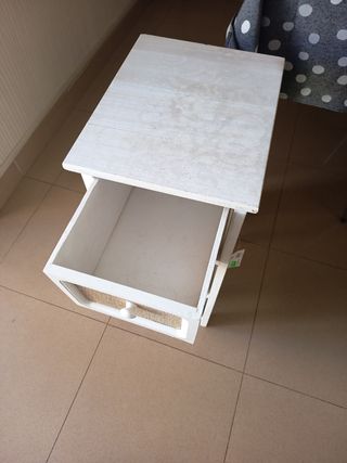 Mueble 3 cajones mimbre blanco