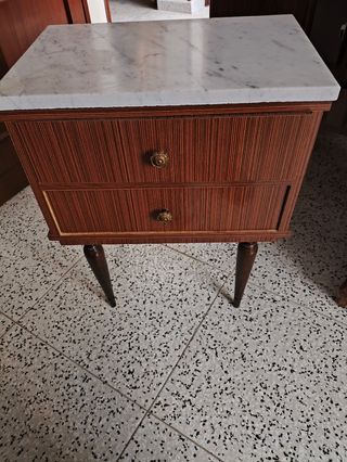 Mesita de noche mármol-madera
