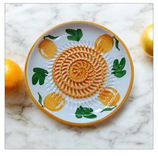 Plato rallador cerámica 12cm - Naranja-Blanco