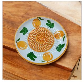Plato rallador cerámica 12cm - Naranja-Blanco