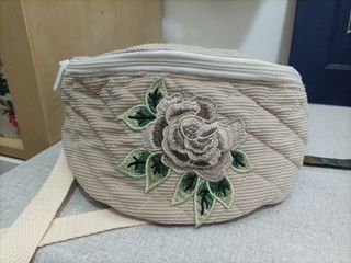 Marsupio beige floreale handmade