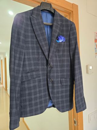 Traje gris azulado hombre - chaleco y pantalon