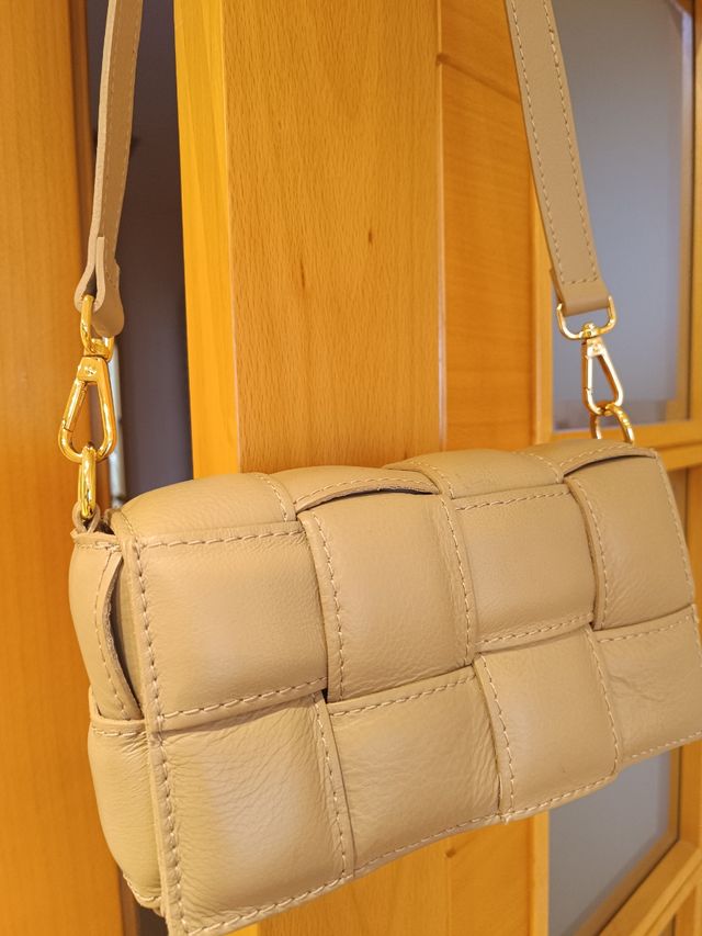 Bolso beige piel auténtica