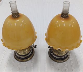 2 lámparas antiguas de opalina vintage - retro