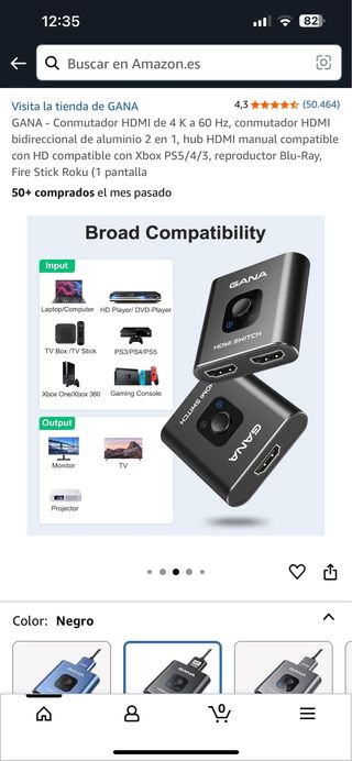 Conmutador HDMI GANA 4K 60Hz