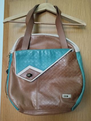 Bolso Velez Cuero Marrón-Verde