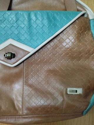 Bolso Velez Cuero Marrón-Verde