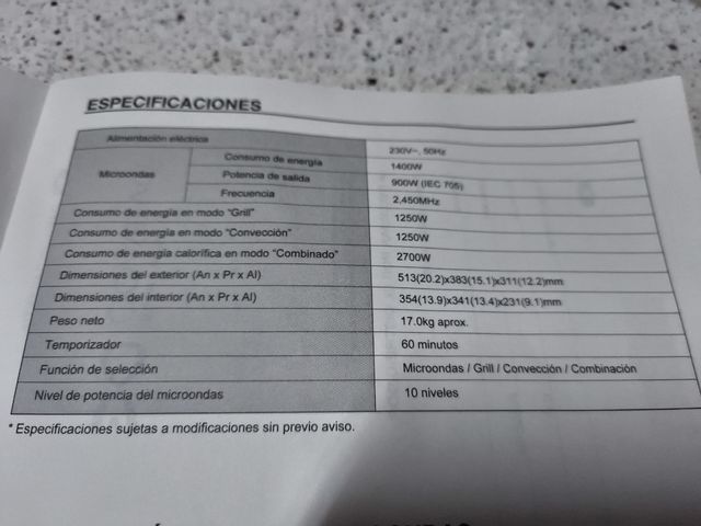 Microondas Horno de convección 2 en 1 Daewoo