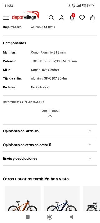 Bicicleta eléctrica Conor talla l

