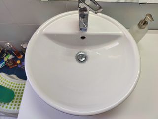 Mueble baño suspendido blanco brillo 2 cajones