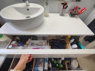 Mueble baño suspendido blanco brillo 2 cajones